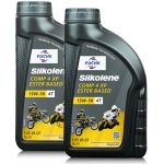 2 litry FUCHS SILKOLENE COMP 4 15W50 XP - syntetyczny olej silnikowy (4T) do motocykli - ZESTAW - TANIEJ, Opakowanie / zestaw: 2 litry (2 x 1 litr), Lepkość SAE: 15W50 - sklep olejefuchs.pl