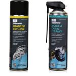 ZESTAW DO KONSERWACJI ŁAŃCUCHA SILKOLENE TITANIUM DRY LUBE SPRAY + BRAKE & CHAIN CLEANER SPRAY, Opakowanie / zestaw: 500 ml SPRAY 1+1 - sklep olejefuchs.pl