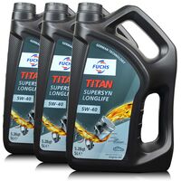 15 litrów FUCHS TITAN SUPERSYN LONGLIFE 5W40 - ACEA A3/B4, API SP, MB 229.5, VW 502 00, VW 505 00, PSA B71 2296, BMW LL-01- olej silnikowy - ZESTAW - TANIEJ, Opakowanie / zestaw: 15 litrów (3 x 5 litrów) - sklep olejefuchs.pl