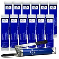 12 sztuk FUCHS RENOLIT FEP 2 - wielozadaniowy smar litowy z EP + SMAROWNICA - ZESTAW, Klasa konsystencji NLGI: NLGI 2, Opakowanie / zestaw: 400 g x 12 + smarownica - sklep olejefuchs.pl
