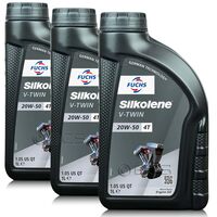3 litry FUCHS SILKOLENE V-TWIN 20W50 - mineralny olej silnikowy (4T) do motocykli z silnikami widlastymi - ZESTAW - TANIEJ, Opakowanie / zestaw: 3 litry (3 x 1 litr), Lepkość SAE: 20W50 - sklep olejefuchs.pl