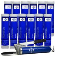 12 sztuk FUCHS MEISSELPASTE 400 g - smar do młotów udarowych - smar + SMAROWNICA - ZESTAW, Opakowanie / zestaw: 400 g x 12 + smarownica - sklep olejefuchs.pl