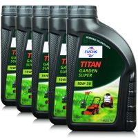 5 litrów FUCHS TITAN GARDEN SUPER 10W30 - olej do narzędzi ogrodniczych z silnikami czterosuwowymi (4T) - ZESTAW - TANIEJ, Opakowanie / zestaw: 5 litrów (5 x 1 litr), Lepkość SAE: 10W30 - sklep olejefuchs.pl