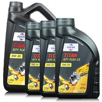 8 litrów FUCHS TITAN GT1 FLEX C3 0W30 - ACEA C3, MB 229.31, MB 229.51, MB 229.52, VW 504 00/507 00 - olej silnikowy - ZESTAW - TANIEJ, Opakowanie / zestaw: 8 litrów (5 litrów + 3 x 1 litr) - sklep olejefuchs.pl