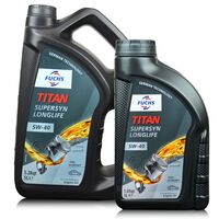 6 litrów FUCHS TITAN SUPERSYN LONGLIFE 5W40 - ACEA A3/B4, API SP, MB 229.5, VW 502 00, VW 505 00, PSA B71 2296, BMW LL-01- olej silnikowy - ZESTAW - TANIEJ, Opakowanie / zestaw: 6 litrów (5 litrów + 1 litr) - sklep olejefuchs.pl