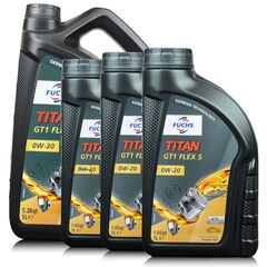 8 litrów FUCHS TITAN GT1 FLEX 5 0W20 XTL - olej silnikowy - ZESTAW - TANIEJ, Opakowanie / zestaw: 8 litrów (5 litrów + 3 x 1 litr) - sklep olejefuchs.pl