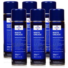 6 sztuk FUCHS WHITE GREASE SPRAY - wodoodporny biały smar - 500 ml - ZESTAW - TANIEJ, Opakowanie / zestaw: 500 ml SPRAY x 6 - sklep olejefuchs.pl