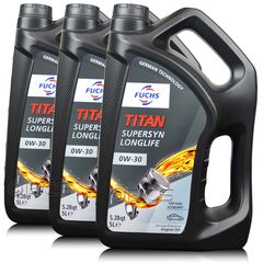 15 litrów FUCHS TITAN SUPERSYN LONGLIFE 0W30 - olej silnikowy - ZESTAW - TANIEJ, Opakowanie / zestaw: 15 litrów (3 x 5 litrów) - sklep olejefuchs.pl