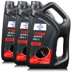 15 litrów FUCHS TITAN RACE PRO S 5W30 - syntetyczny (fully synthetic ester oil) olej silnikowy - ZESTAW - TANIEJ, Opakowanie / zestaw: 15 litrów (3 x 5 litrów), Lepkość SAE: 5W30 - sklep olejefuchs.pl