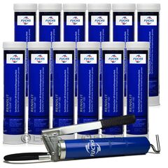 12 sztuk FUCHS RENOLIT HI-TEMP 100 - NLGI 2 - 380 g - smar + SMAROWNICA - ZESTAW, Opakowanie / zestaw: 380 g x 12 + smarownica - sklep olejefuchs.pl
