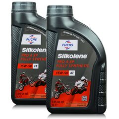 2 litry FUCHS SILKOLENE PRO 4 15W50 XP - syntetyczny (fully synthetic) olej silnikowy (4T) do motocykli - ZESTAW - TANIEJ, Opakowanie / zestaw: 2 litry (2 x 1 litr), Lepkość SAE: 15W50 - sklep olejefuchs.pl
