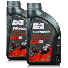 2 litry FUCHS SILKOLENE PRO 4 15W50 XP - syntetyczny (full synthetic) olej silnikowy (4T) do motocykli - ZESTAW - TANIEJ, Opakowanie / zestaw: 2 litry (2 x 1 litr), Lepkość SAE: 15W50 - sklep olejefuchs.pl