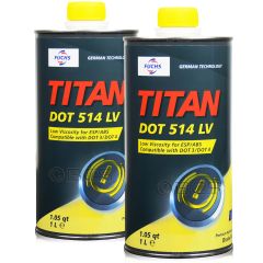 2 litry FUCHS TITAN DOT 514 LV (DOT 4 ; DOT 5.1) - płyn hamulcowy - ZESTAW - TANIEJ, Opakowanie / zestaw: 2 litry (2 x 1 litr) - sklep olejefuchs.pl