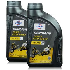 2 litry FUCHS SILKOLENE COMP 2 - syntetyczny estrowy olej silnikowy (2T) do motocykli i skuterów - ZESTAW - TANIEJ, Opakowanie / zestaw: 2 litry (2 x 1 litr) - sklep olejefuchs.pl