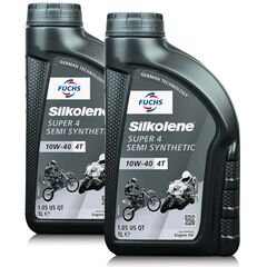 2 litry FUCHS SILKOLENE SUPER 4 10W40 - półsyntetyczny olej silnikowy (4T) do motocykli - ZESTAW - TANIEJ, Opakowanie / zestaw: 2 litry (2 x 1 litr) - sklep olejefuchs.pl