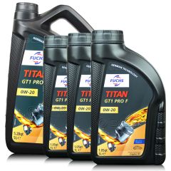 8 litrów FUCHS TITAN GT1 PRO F 0W20 - olej silnikowy - ZESTAW - TANIEJ, Opakowanie / zestaw: 8 litrów (5 litrów + 3 x 1 litr), Lepkość SAE: 0W20 - sklep olejefuchs.pl