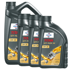 8 litrów FUCHS TITAN GT1 FLEX 34 5W30 - ACEA C4 RN0720 MB 226.51 MB 229.51 - olej silnikowy - ZESTAW - TANIEJ, Opakowanie / zestaw: 8 litrów (5 litrów + 3 x 1 litr) - sklep olejefuchs.pl