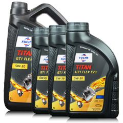 8 litrów FUCHS TITAN GT1 FLEX C23 5W30 - ACEA C2 C3, API SQ SP, MB 229.31 MB 229.51, MB 229.52, OPEL D30 G30 - olej silnikowy - ZESTAW - TANIEJ, Opakowanie / zestaw: 8 litrów (5 litrów + 3 x 1 litr) - sklep olejefuchs.pl