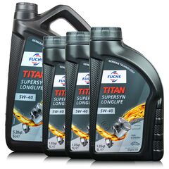 8 litrów FUCHS TITAN SUPERSYN LONGLIFE 5W40 - olej silnikowy - ZESTAW - TANIEJ, Opakowanie / zestaw: 8 litrów (5 litrów + 3 x 1 litr) - sklep olejefuchs.pl