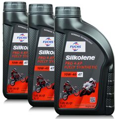 3 litry FUCHS SILKOLENE PRO 4 10W40 XP - syntetyczny (full synthetic) olej silnikowy (4T) do motocykli - ZESTAW - TANIEJ, Opakowanie / zestaw: 3 litry (3 x 1 litr) - sklep olejefuchs.pl
