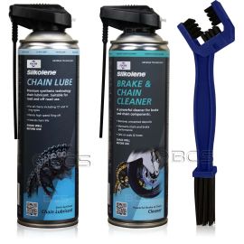 ZESTAW DO KONSERWACJI ŁAŃCUCHA CHAIN LUBE +  BRAKE CLEANER + SZCZOTKA, Opakowanie / zestaw: 500 ml SPRAY x 2 + SZCZOTKA - sklep olejefuchs.pl