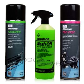 ZESTAW DO MYCIA I KONSERAWACJI MOTOCYKLA - SILKOLENE WASH OFF + PRO PREP + SILKOPEN - sklep olejefuchs.pl