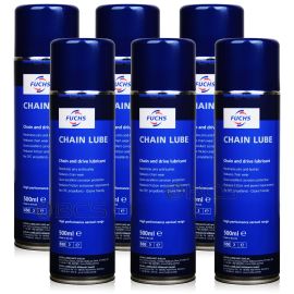 6 sztuk FUCHS CHAIN LUBE SPRAY - smar do łańcuchów i napędów - 500 ml - ZESTAW - TANIEJ, Opakowanie / zestaw: 500 ml SPRAY x 6 - sklep olejefuchs.pl