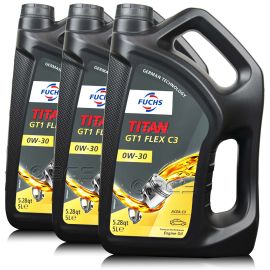 15 litrów FUCHS TITAN GT1 FLEX C3 0W30 - ACEA C3, MB 229.31, MB 229.51, MB 229.52, VW 504 00/507 00 - olej silnikowy - ZESTAW - TANIEJ, Opakowanie / zestaw: 15 litrów (3 x 5 litrów) - sklep olejefuchs.pl
