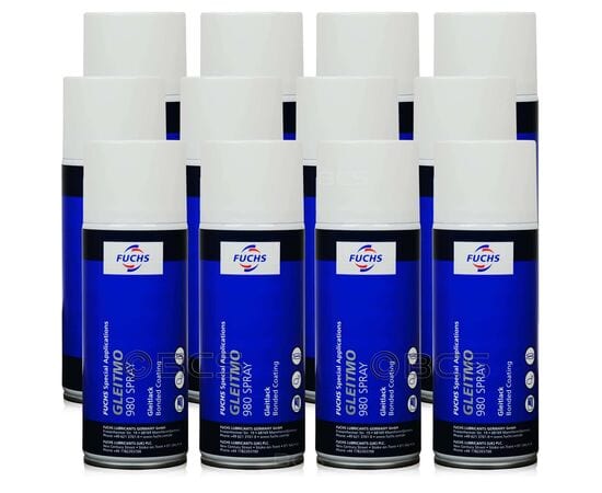 12 sztuk FUCHS GLEITMO 980 SPRAY - film - lakier poślizgowy z PTFE - 400 ml - ZESTAW - TANIEJ, Opakowanie / zestaw: 400 ml SPRAY x 12 - sklep olejefuchs.pl