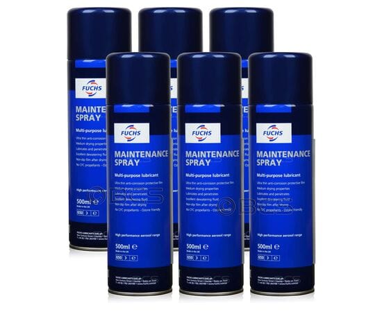 6 sztuk FUCHS MAINTENANCE SPRAY - środek wielofunkcyjny - 500 ml - ZESTAW - TANIEJ, Opakowanie / zestaw: 500 ml SPRAY x 6 - sklep olejefuchs.pl