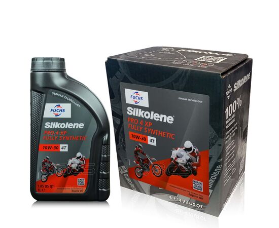 5 litrów FUCHS SILKOLENE PRO 4 10W30 XP - syntetyczny (full synthetic) olej silnikowy (4T) do motocyklii - ZESTAW - TANIEJ, Opakowanie / zestaw: 5 litrów (4 litry + 1 litr) - sklep olejefuchs.pl