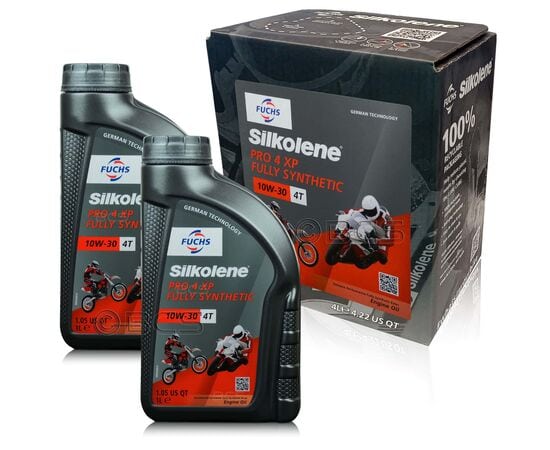 6 litrów FUCHS SILKOLENE PRO 4 10W30 XP - syntetyczny (full synthetic) olej silnikowy (4T) do motocyklii - ZESTAW - TANIEJ, Opakowanie / zestaw: 6 litrów (4 litry + 2 x 1 litr) - sklep olejefuchs.pl