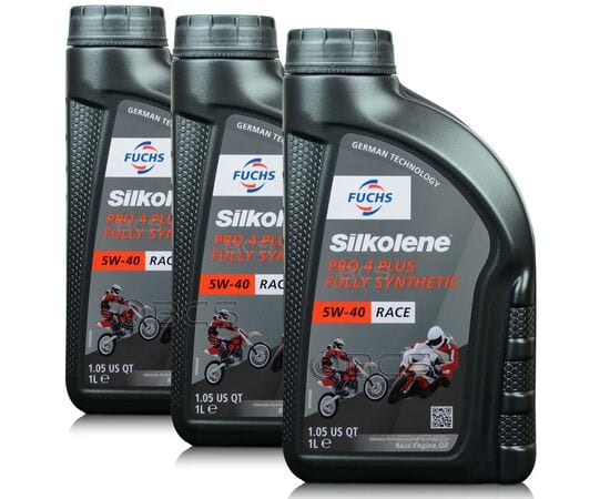 3 litry FUCHS SILKOLENE PRO 4 PLUS 5W40 RACE - syntetyczny (full synthetic) olej silnikowy (4T) do motocykli wyczynowych - ZESTAW - TANIEJ, Opakowanie / zestaw: 3 litry (3 x 1 litr) - sklep olejefuchs.pl