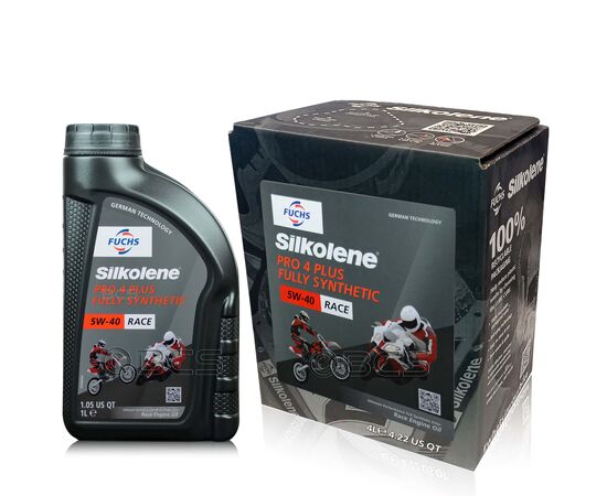 5 litrów FUCHS SILKOLENE PRO 4 PLUS 5W40 RACE - syntetyczny (full synthetic) olej silnikowy (4T) do motocykli wyczynowych - ZESTAW - TANIEJ, Opakowanie / zestaw: 5 litrów (4 litry + 1 litr) - sklep olejefuchs.pl