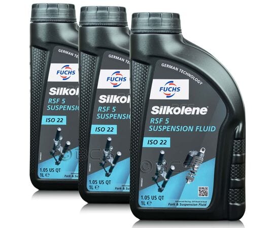 3 litry FUCHS SILKOLENE RSF 5 (ISO 22) - olej do amortyzatorów w motocyklach - ZESTAW - TANIEJ, Nazwa: RSF 5 (ISO 22), Opakowanie / zestaw: 3 litry (3 x 1 litr) - sklep olejefuchs.pl