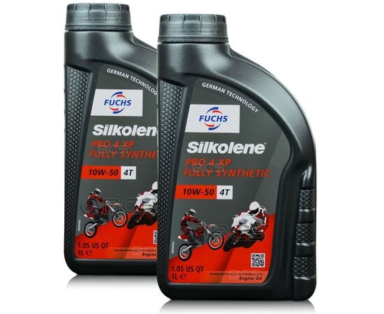 2 litry FUCHS SILKOLENE PRO 4 10W50 XP - syntetyczny (full synthetic) olej silnikowy (4T) do motocykli - ZESTAW - TANIEJ, Opakowanie / zestaw: 2 litry (2 x 1 litr) - sklep olejefuchs.pl