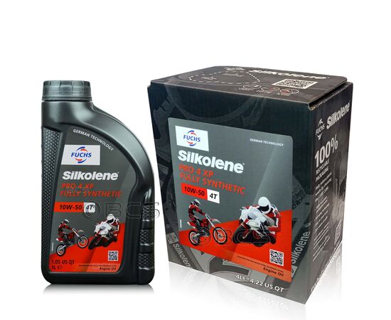 5 litrów FUCHS SILKOLENE PRO 4 10W50 XP - syntetyczny (full synthetic) olej silnikowy (4T) do motocykli - ZESTAW - TANIEJ, Opakowanie / zestaw: 5 litrów (4 litry + 1 litr) - sklep olejefuchs.pl