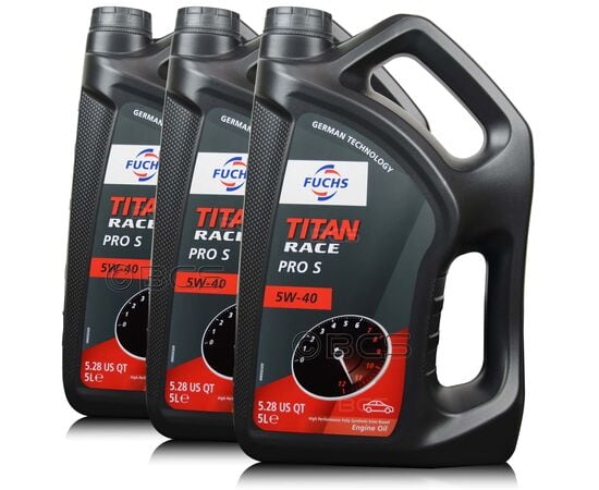 15 litrów FUCHS TITAN RACE PRO S 5W40 - syntetyczny (fully synthetic ester oil) olej silnikowy - ZESTAW - TANIEJ, Opakowanie / zestaw: 15 litrów (3 x 5 litrów), Lepkość SAE: 5W40 - sklep olejefuchs.pl