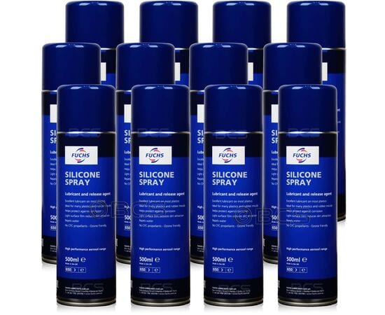 12 sztuk FUCHS SILICONE SPRAY - smar silikonowy  - 500 ml - ZESTAW - TANIEJ, Opakowanie / zestaw: 500 ml SPRAY x 12 - sklep olejefuchs.pl