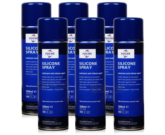 6 sztuk FUCHS SILICONE SPRAY - smar silikonowy  - 500 ml - ZESTAW - TANIEJ, Opakowanie / zestaw: 500 ml SPRAY x 6 - sklep olejefuchs.pl