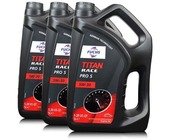 15 litrów FUCHS TITAN RACE PRO S 5W30 - syntetyczny (fully synthetic ester oil) olej silnikowy - ZESTAW - TANIEJ, Opakowanie / zestaw: 15 litrów (3 x 5 litrów), Lepkość SAE: 5W30 - sklep olejefuchs.pl