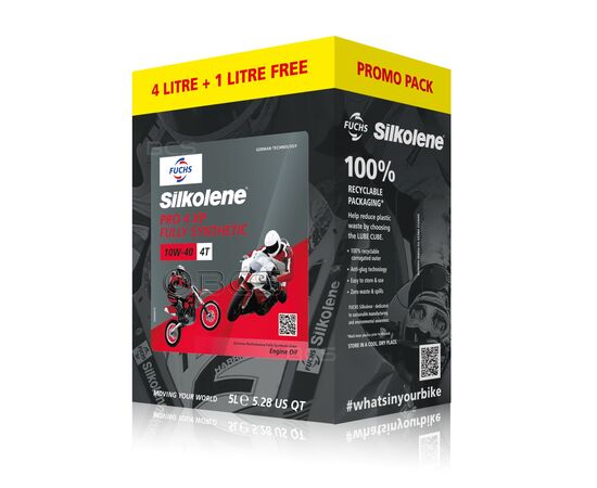 PROMO 5 - 4+1 litrów FUCHS SILKOLENE PRO 4 10W40 XP - syntetyczny (full synthetic) olej silnikowy (4T) do motocykli - sklep olejefuchs.pl