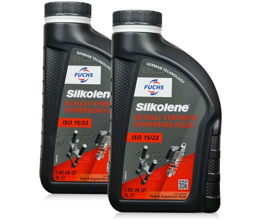 2 litry FUCHS SILKOLENE 02 FULLY SYNTHETIC SUSPENSION FLUID (ISO 15/22) - syntetyczny olej do amortyzatorów w motocyklach - ZESTAW - TANIEJ, Opakowanie / zestaw: 2 litry (2 x 1 litr), Lepkość SAE: 10W - sklep olejefuchs.pl