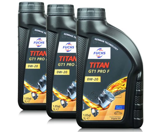 3 litry FUCHS TITAN GT1 PRO F 0W20 - olej silnikowy - ZESTAW - TANIEJ, Opakowanie / zestaw: 3 litry (3 x 1 litr), Lepkość SAE: 0W20 - sklep olejefuchs.pl