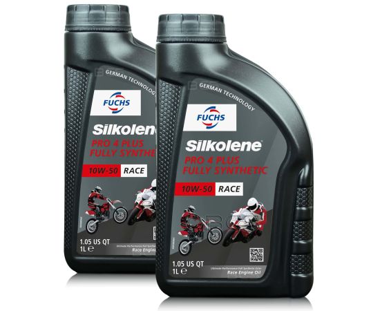 2 litry FUCHS SILKOLENE PRO 4 PLUS 10W50 RACE - syntetyczny (full synthetic) olej silnikowy (4T) do motocykli wyczynowych - ZESTAW - TANIEJ, Opakowanie / zestaw: 2 litry (2 x 1 litr) - sklep olejefuchs.pl