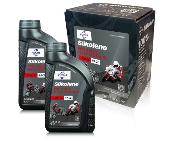 6 litrów FUCHS SILKOLENE PRO 4 PLUS 10W50 RACE - syntetyczny (full synthetic) olej silnikowy (4T) do motocykli wyczynowych - ZESTAW - TANIEJ, Opakowanie / zestaw: 6 litrów (4 litry + 2 x 1 litr) - sklep olejefuchs.pl