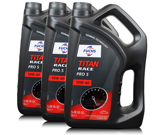 15 litrów FUCHS TITAN RACE PRO S 10W60 - syntetyczny (fully synthetic ester oil) olej silnikowy - ZESTAW - TANIEJ, Opakowanie / zestaw: 15 litrów (3 x 5 litrów), Lepkość SAE: 10W60 - sklep olejefuchs.pl