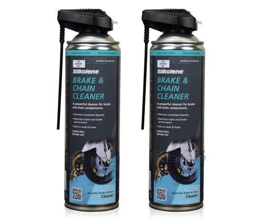 2 sztuki FUCHS SILKOLENE BRAKE & CHAIN CLEANER SPRAY - do czyszczenia hamulców i łańcuchów w motocyklach - 500 ml - ZESTAW - TANIEJ, Opakowanie / zestaw: 500 ml SPRAY x 2 - sklep olejefuchs.pl