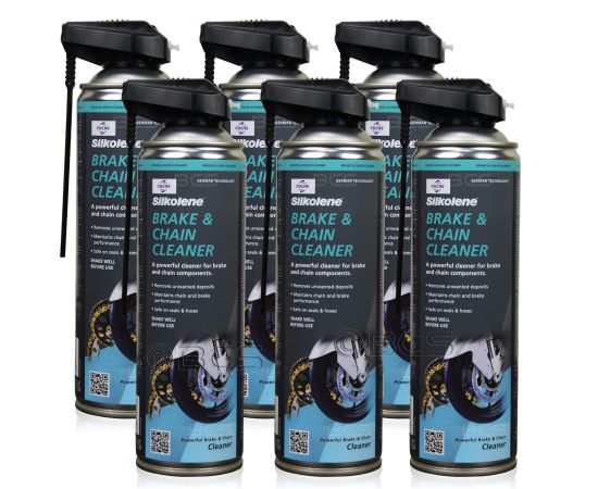 6 sztuk FUCHS SILKOLENE BRAKE & CHAIN CLEANER SPRAY - do czyszczenia hamulców i łańcuchów w motocyklach - 500 ml - ZESTAW - TANIEJ, Opakowanie / zestaw: 500 ml SPRAY x 6 - sklep olejefuchs.pl