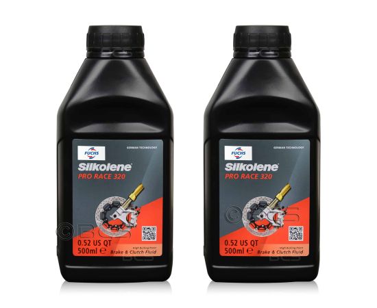 2 sztuki FUCHS SILKOLENE PRO RACE 320 BRAKE FLUID DOT 4 - płyn hamulcowy do jazdy wyczynowej - 500 ml, Opakowanie / zestaw: 500 ml x 2 - sklep olejefuchs.pl